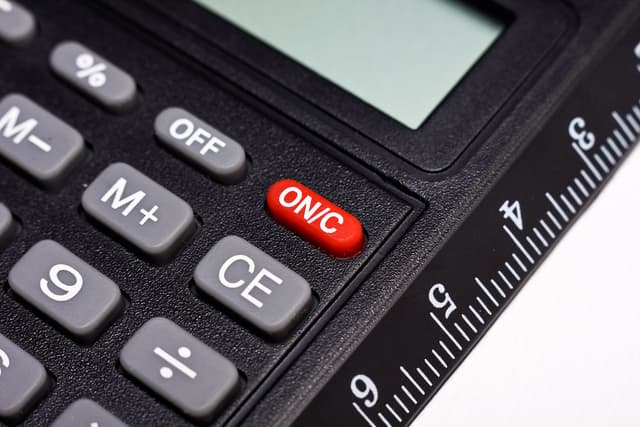 Mathematical calculator buttons with ruler